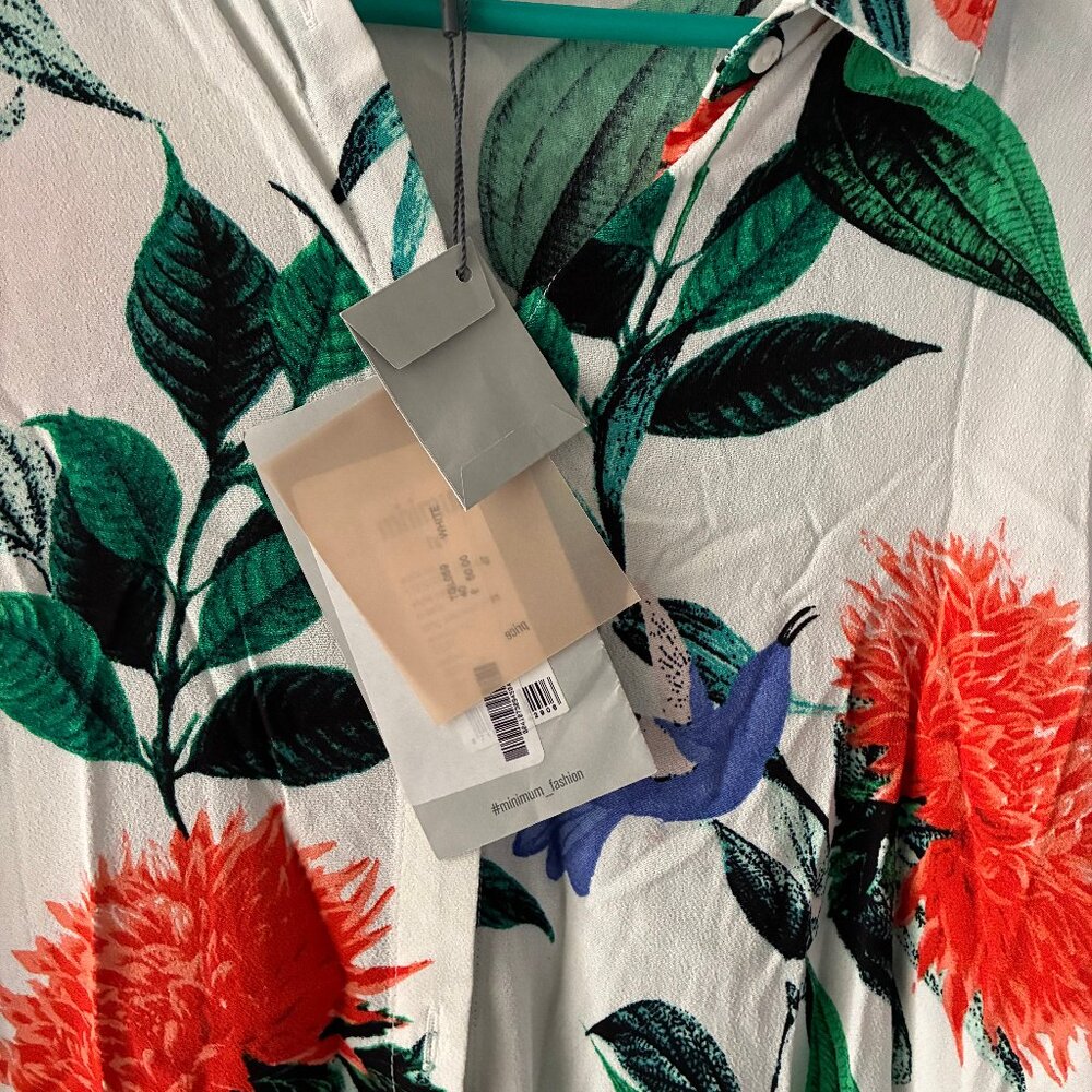 NWT White Blouse with Colorful Florals, Made in Denmark by Minimum - Picture 8 of 8
